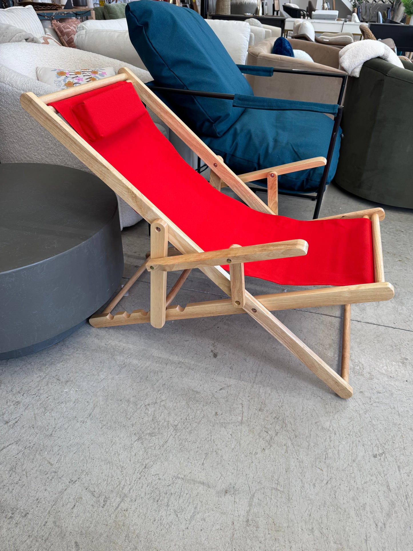 Sling Chair Natural Frame - Natural/red Canvas - Flora Home : Target