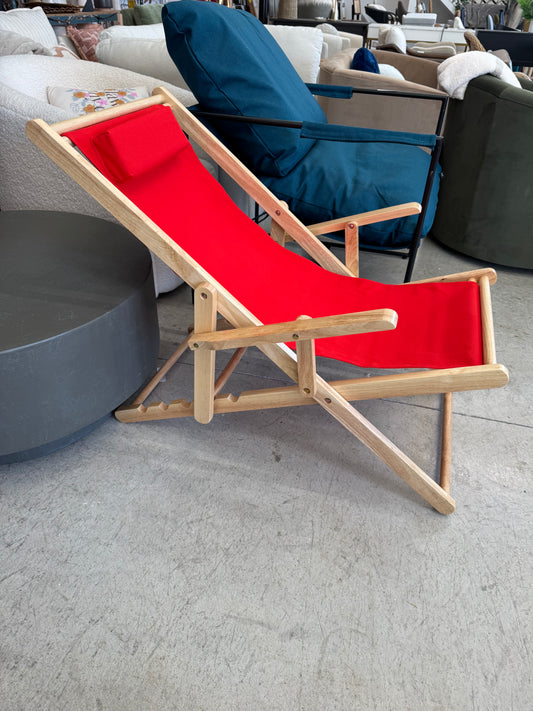 Sling Chair Natural Frame - Natural/red Canvas - Flora Home : Target