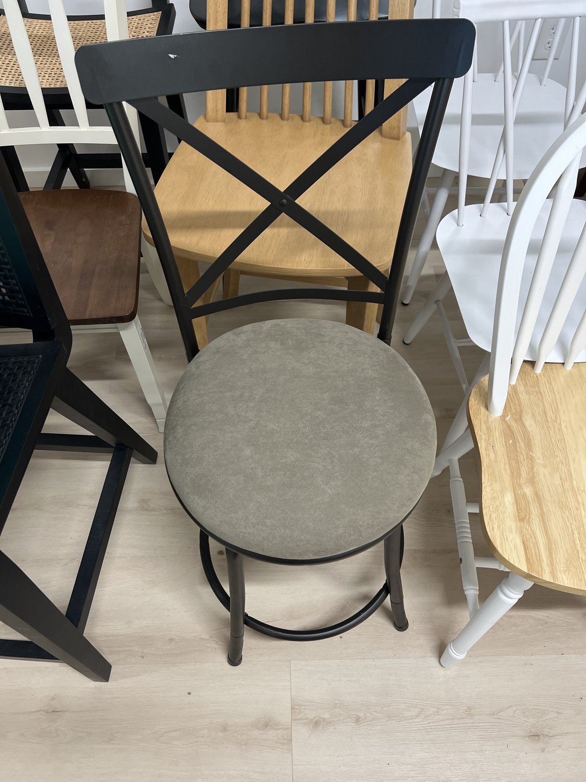 Karson Adjustable Height X Barstool Light Bronze - Holli Furniture: Swivel, Upholstered, Metal Frame : Target