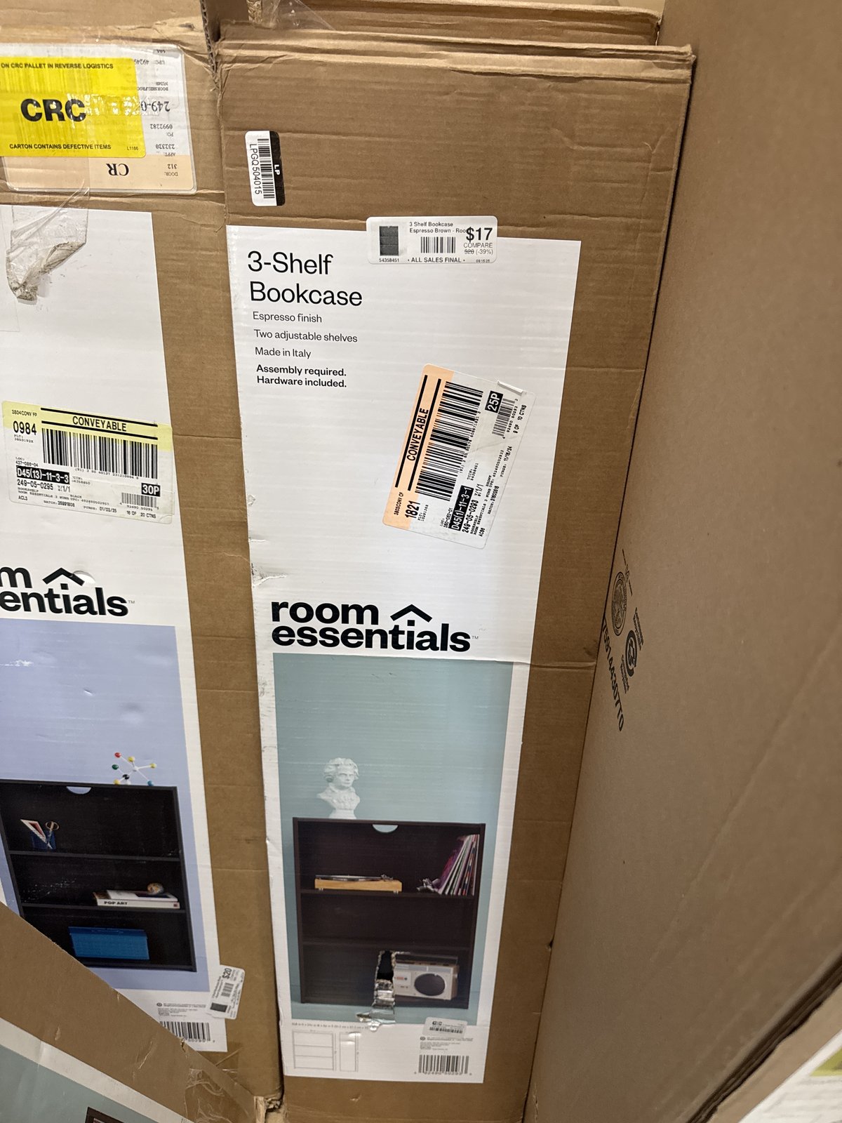 3 Shelf Bookcase Espresso Brown - Room Essentials™: Adjustable, Modern Design, Wood Composite : Target