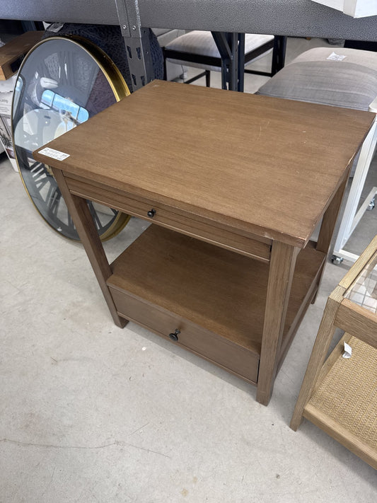 Shelburne Nightstand With Drawer/shelf Brown - Threshold™: Farmhouse Style Bedside Table, Wood Veneer, Pull-out Tray : Target