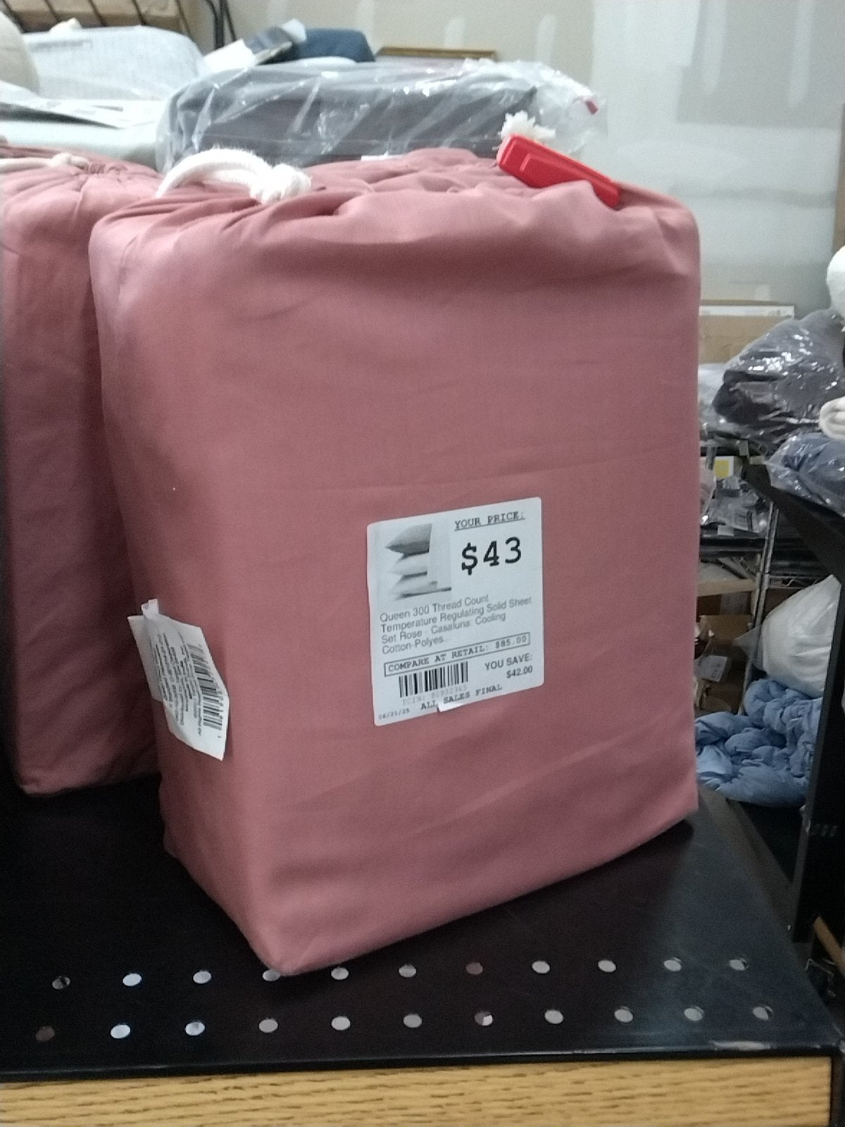 Queen 300 Thread Count Temperature Regulating Solid Sheet Set Rose - Casaluna: Cooling Cotton-Polyester Blend, Satin Weave, OEKO-TEX Certified