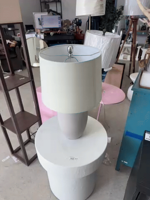 23" Grey Unglazed Ceramic Urn Table Lamp - Nourison