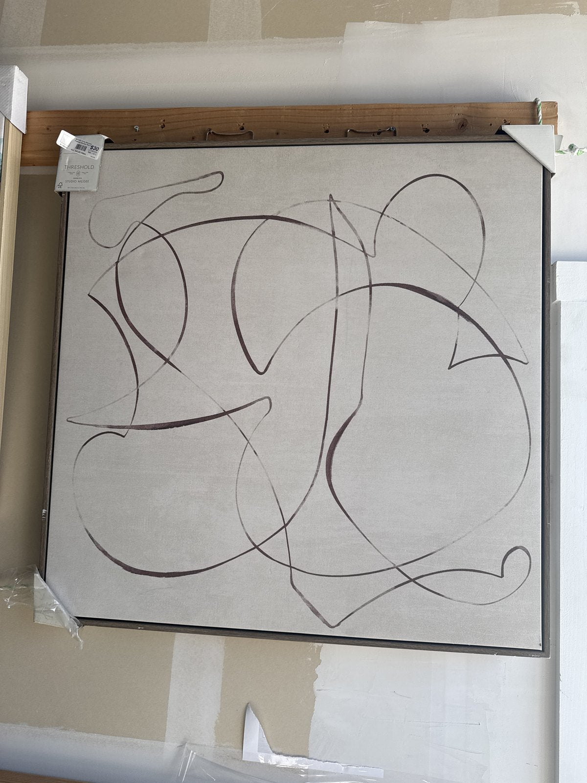 30"x30" Line Abstract Framed Canvas Wall Art - Threshold designed with Studio McGee