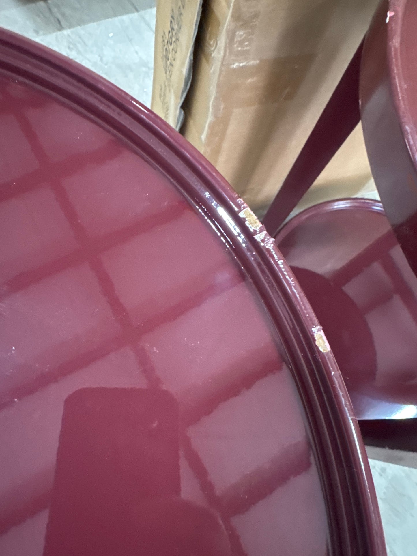 Round Accent Table Wood Lacquer Finish Dark Red - Threshold designed with Studio McGee Fully Assembled