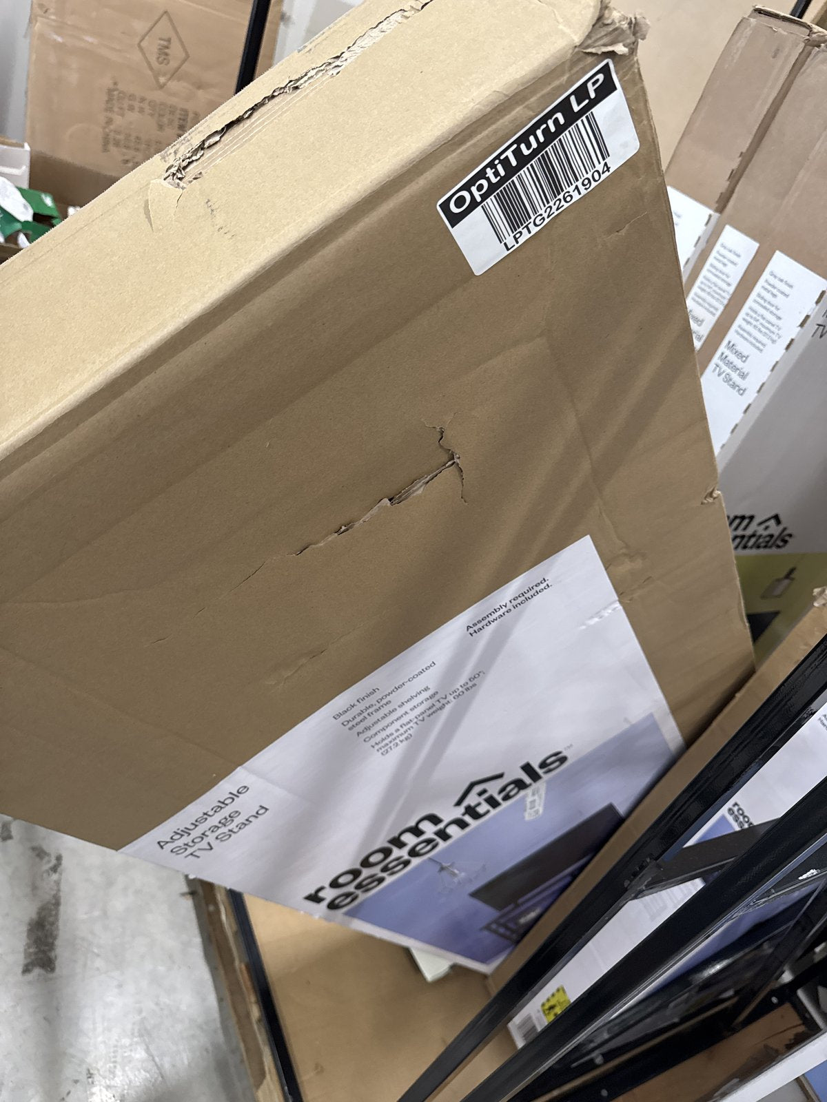 Adjustable Storage Tv Stand For Tvs Up To 50" Black Wood Grain Finish - Room Essentials™ : Target