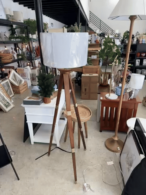 60"x16" Tripod Floor Lamp Oak Tone Wooden Finish - Threshold™: Elegant Standing Lighting, 3-way Switch, Ul Listed : Target