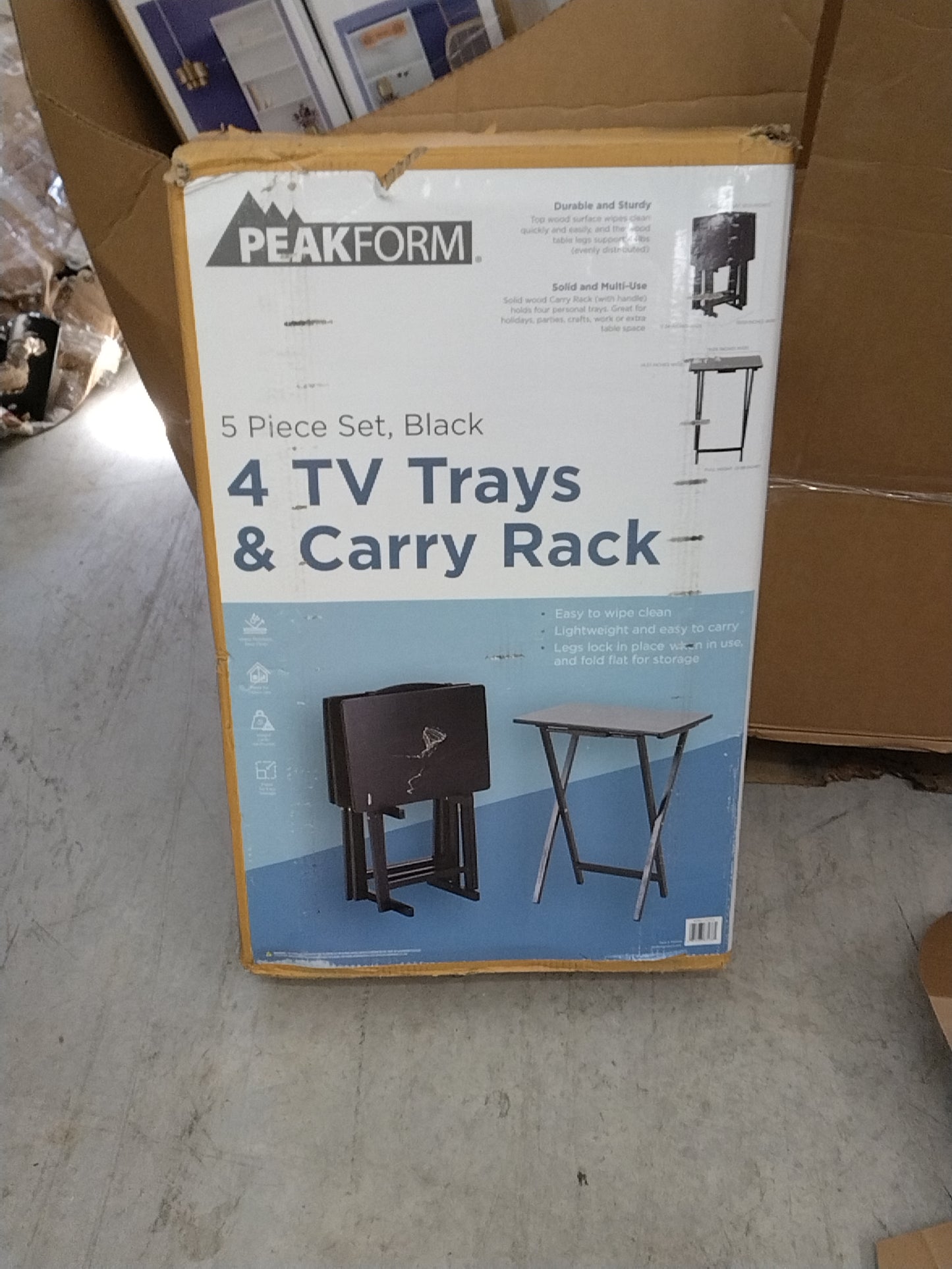Peakform 5pc TV Tray Set Wood Black
