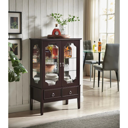 Kings Brand Furniture - Versailles Curio Storage Cabinet (Cherry)