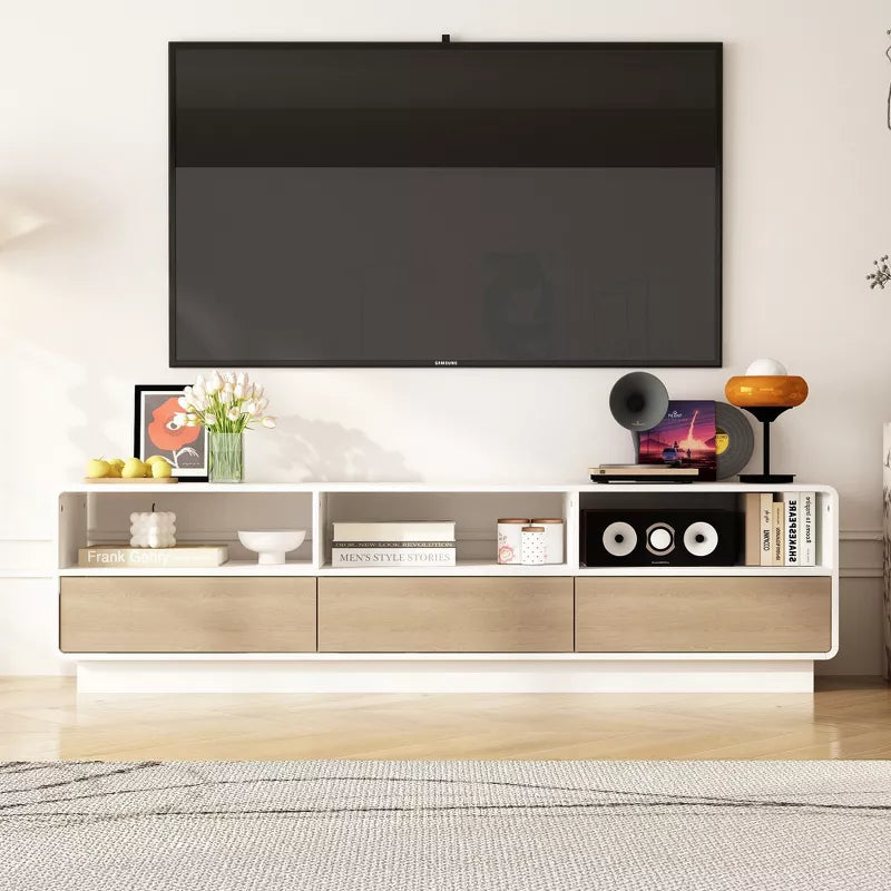 FUFU&GAGA Modern TV Stand with Storage White Media Console