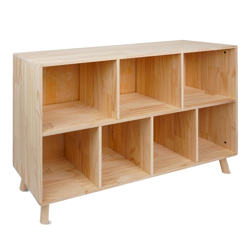 Pine Wood 7 Cube Book Shelf with Legs, Freestanding Open Bookcase, Floor Display Cabinet, Open Storage Organizer for Living Room Office Study Room : Target