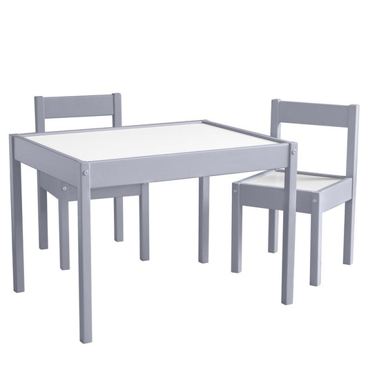 Max & Finn Hunter 3-Piece Kiddy Table & Chair Kids Set, Gray/White