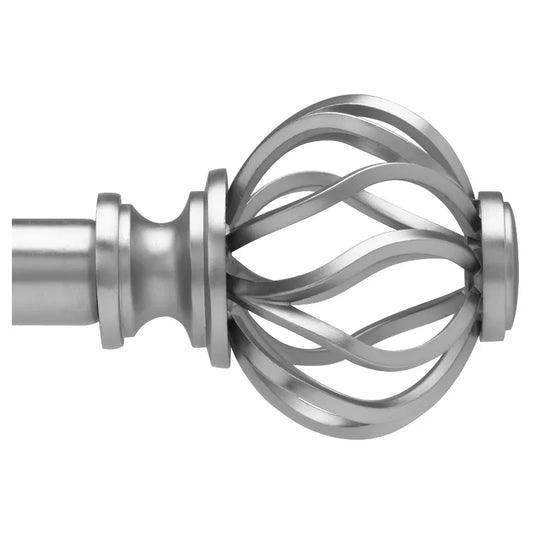 36"-66" Loft By Umbra Cagio Curtain Rod Matte Nickel: Adjustable Steel, Single Cage Finial, 25 lb Capacity