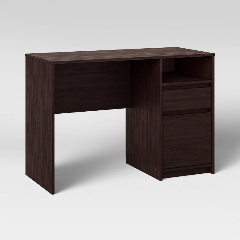 Storage Desk Espresso - Room Essentials™: Home Office Computer Desk With Shelf & Metal Hardware : Target