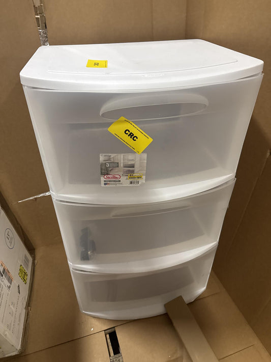 Sterilite Three Drawer Wide Cart with Clear Drawers