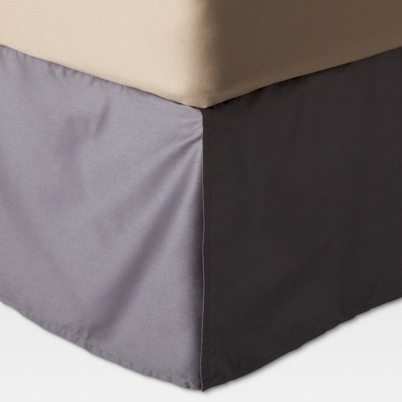 Gray Wrinkle-Resistant Cotton Bed Skirt (Full) - Threshold: Pleated Sateen, 215 Thread Count, 15" Drop