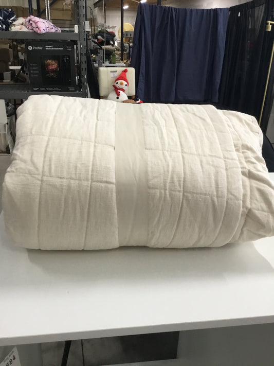 King Heavyweight Linen Blend Quilt Natural - Casaluna: Rayon & Cotton, Box Quilting, OEKO-TEX Certified