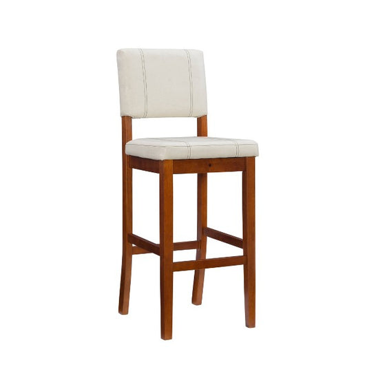 Milano Padded Back and Seat Faux Leather Barstool Upholstered Seat and Back Light Cream - Linon