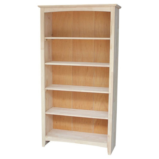 60" Shaker Bookshelf Unfinished - International Concepts: Solid Parawood, 5-shelf Storage : Target