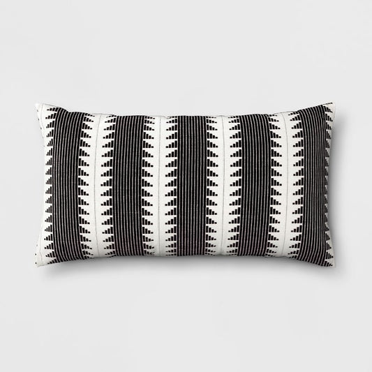 Oversize Woven Global Lumbar Throw Pillow Black - Threshold™: Cotton, Geometric Pattern, Indoor Use, Knife Edge : Target