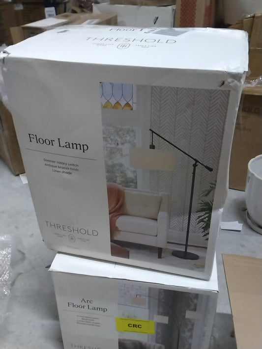 70"x16" Cantilever Drop Pendant Swing Arm Floor Lamp Brown - Threshold: Adjustable, Metal Body, Linen Shade