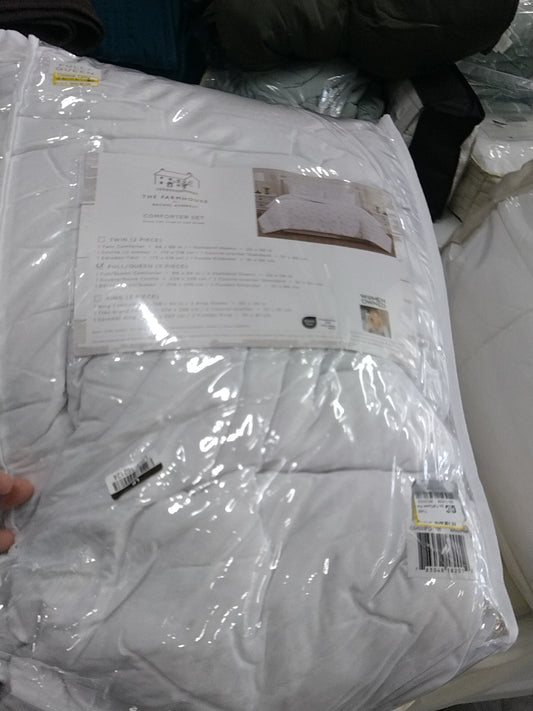 3pc Full/Queen Rosebury Comforter & Sham Set White/Pink - The Farmhouse by Rachel Ashwell Signature: Cotton Sateen, OEKO-TEX Certified