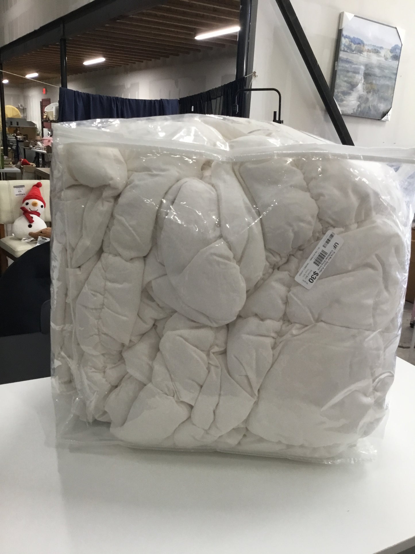 King Box Stitch Puffer Comforter King Ivory - Room Essentials