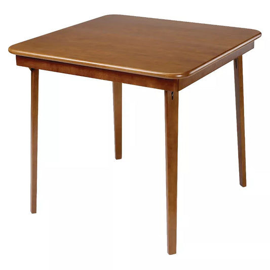 Straight Edge Folding Card Table Fruitwood - Stakmore: Solid Wood, Easy Storage, 32" Square