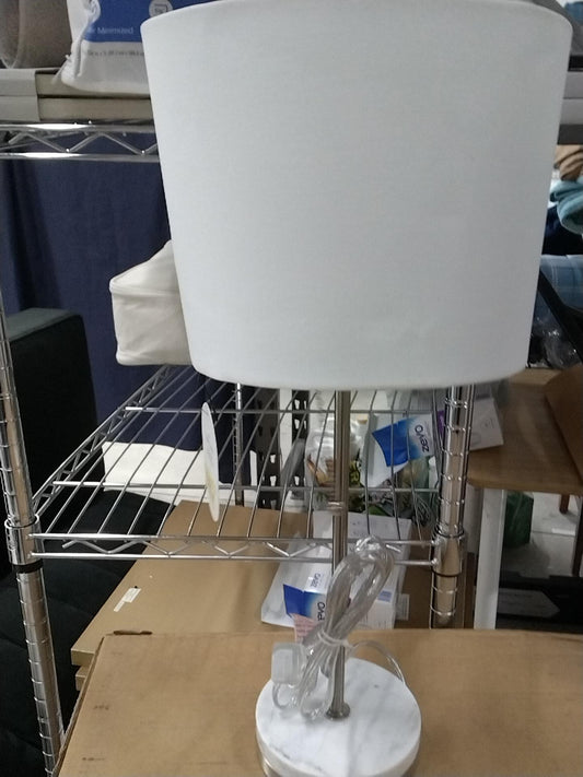 Hayes Marble Base Stick Lamp Pewter - Threshold: ETL Listed, Linen Shade, Metal Body, No Assembly Required