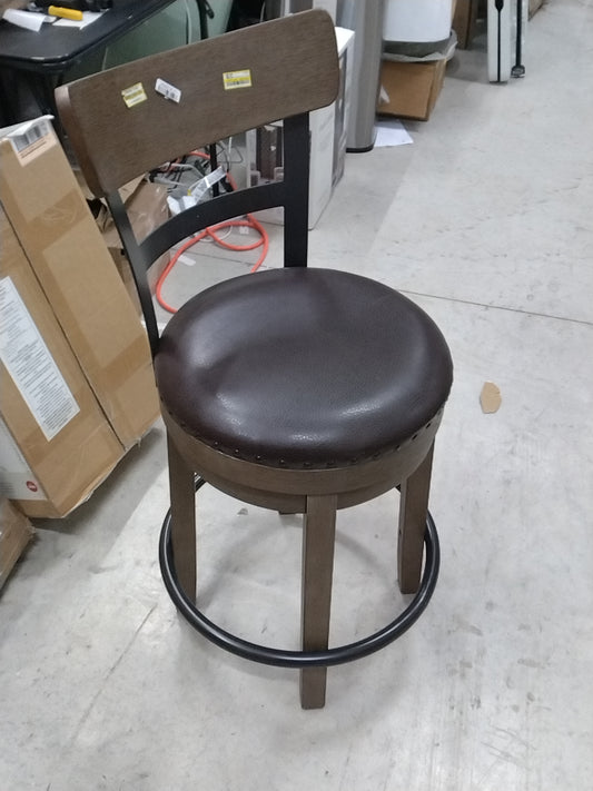 Pinnadel Uph Swivel Counter Height Barstools Light Brown - Signature Design by Ashley: Faux Leather, Nailhead Trim
