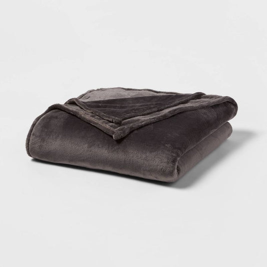 Full/Queen Microplush Bed Blanket Hot Coffee - Threshold: Cozy Polyester, Machine Washable, No Fill