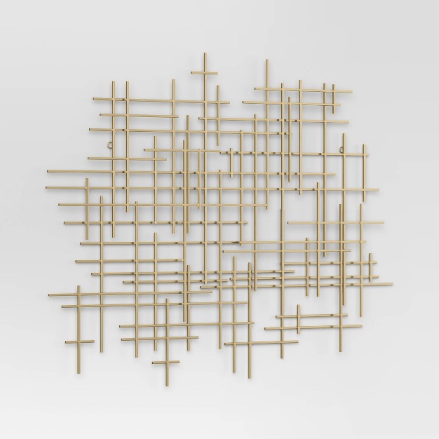 36"x30" Mid-Century Metal Wall Décor Gold - Threshold: Abstract Art, Horizontal/Vertical Display, No Battery Required