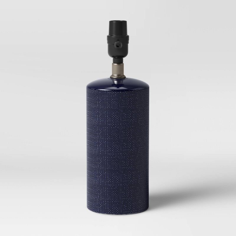 Linen Textured Ceramic Small Lamp Base Dark Blue - Threshold™: Cylindrical, No Assembly Required, Ul Listed : Target