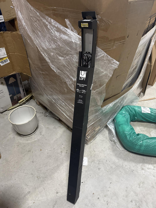 66"-120" Loft by Umbra Cagio Curtain Rod Oil Rubbed Bronze: Adjustable Steel Rod, Cage Finial, 33lb Capacity