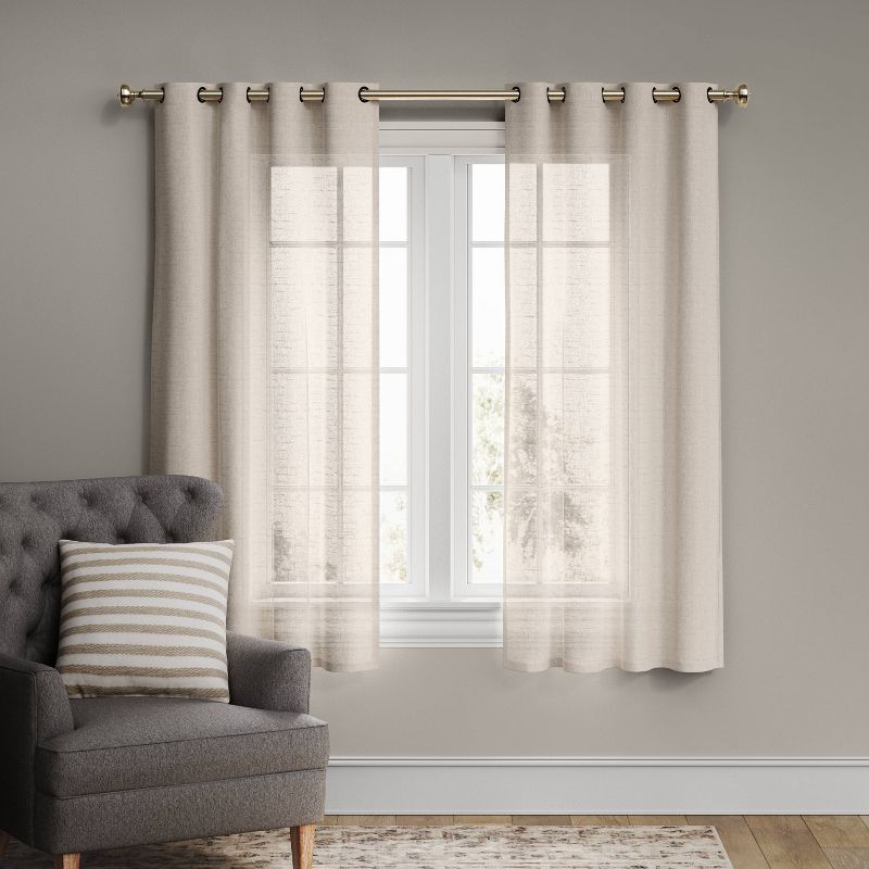 54"x84" Light Filtering Textured Weave Window Curtain Panel Off White - Threshold: Modern Basket Weave, UV Protection