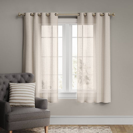 54"x84" Light Filtering Textured Weave Window Curtain Panel Off White - Threshold: Modern Basket Weave, UV Protection