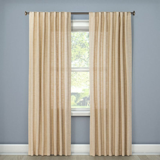 54"x95" Light Filtering Textured Weave Window Curtain Panel Cream - Threshold™: Linen Blend, Uv Protection, Oeko-tex Certified : Target