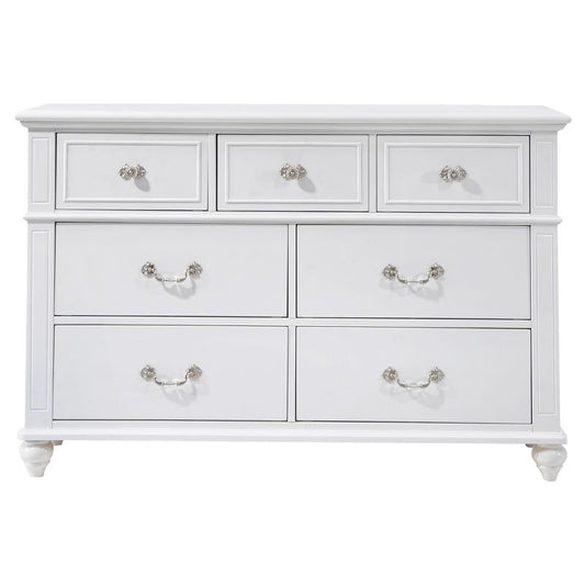 Picket House Furnishings Annie Dresser White: 5-Drawer Horizontal Storage, Wood Frame, Metal Glides