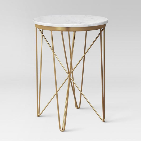 Marble Top Round Table Gold - Threshold™: Luxury Glam Steel Frame, No Assembly, Lacquered Finish : Target