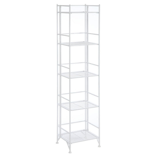 Breighton Home Xtra Storage 5 Tier Folding Metal Shelf in White