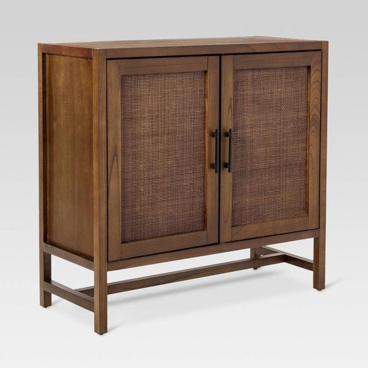 Warwick 2 Door Cabinet Brown - Threshold: Transitional Style, Adjustable Shelves, Wood Veneer Finish
