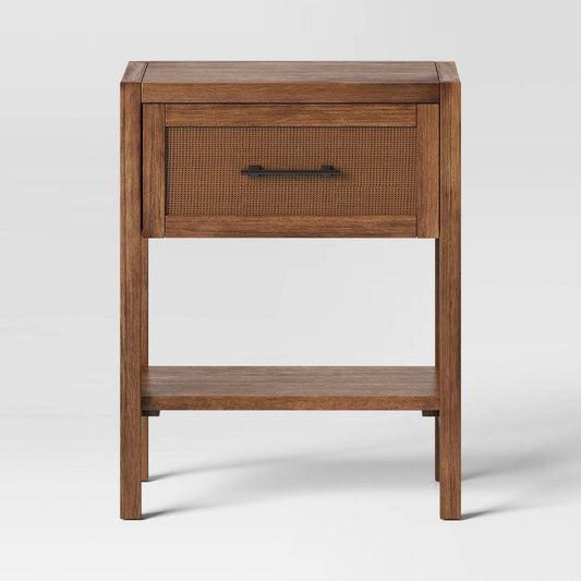 Warwick End Table With Drawer Brown - Threshold™: Veneer Finish, Storage Shelf, Wood Frame : Target