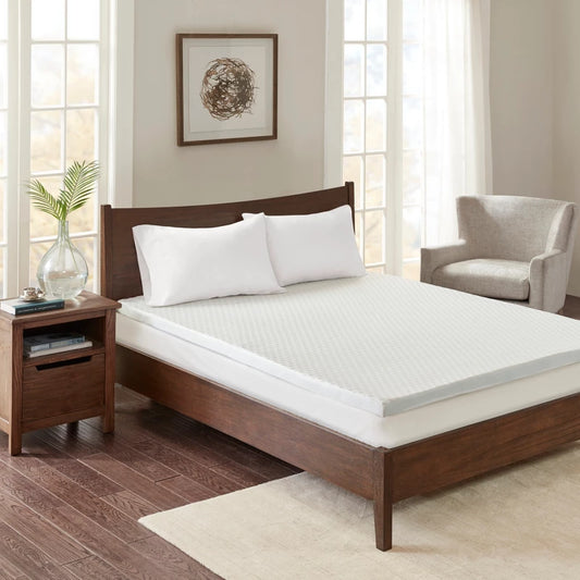 Hypoallergenic 2" Gel Memory Foam Mattress Toppers (Twin XL) White: Microfiber Cover, TESTEX Certified