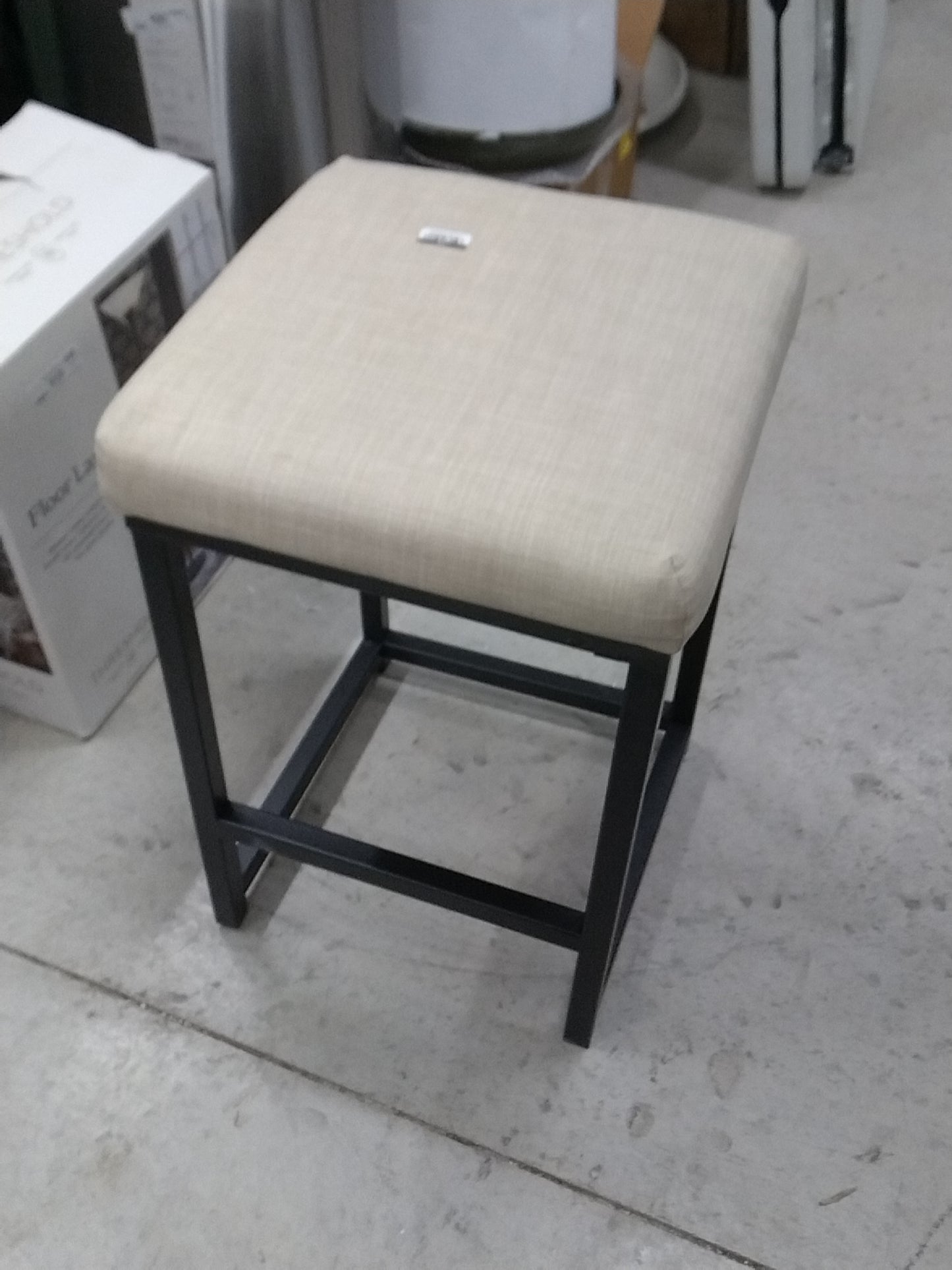 HomePop 24" Open Back Metal Counter Height Barstool Natural : Upholstered Square Seat, No Assembly Required