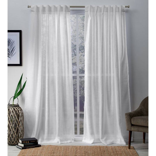 Set Of 2 (84"x54") Bella Curtain Panels White - Exclusive Home: Light Filtering Drapes, Back Tab, Indoor Use : Target