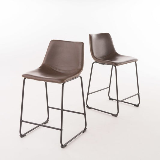 Set Of 2 Cedric Counter Height Barstool Vintage Brown - Christopher Knight Home: Upholstered, Steel Frame, Modern Style : Target