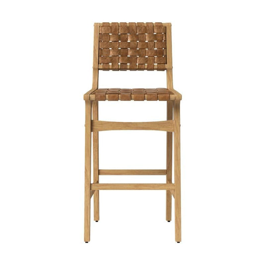 Ceylon Woven And Wood Barstool Brown/natural Wood - Threshold™: Rubberwood Frame, 29" Seat Height : Target