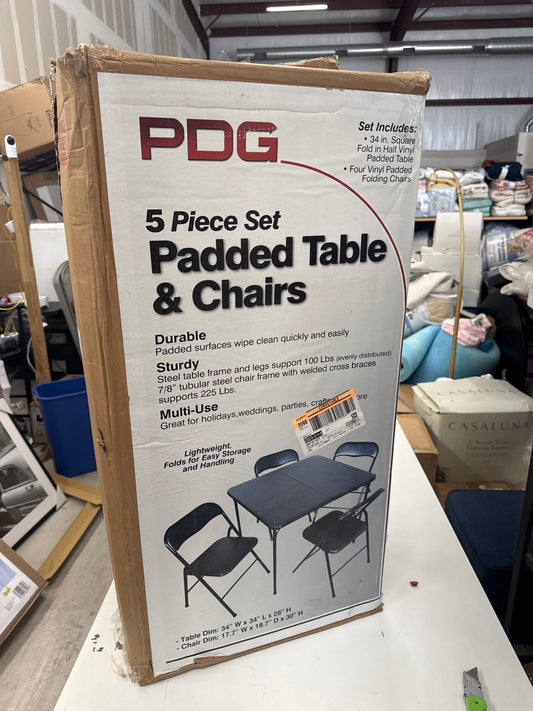Peakform 5pc Folding Table Set Black: Vinyl Padded, Space-Saving Storage, No Tools Assembly