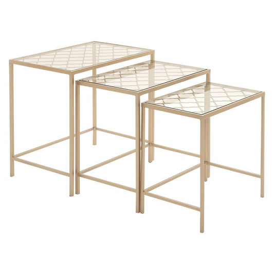 Olivia & May Metal Nesting Tables Pale (Set of 3) Gold: Satin Finish, Glass Surface, Iron Frame, No Assembly Required : Target