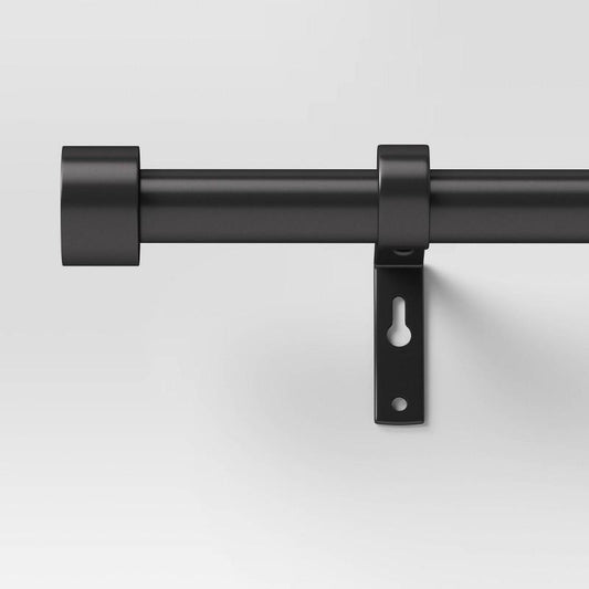 36"-66" Dauntless Curtain Rod Black - Threshold: Adjustable Steel, Single Rod, 20lb Capacity